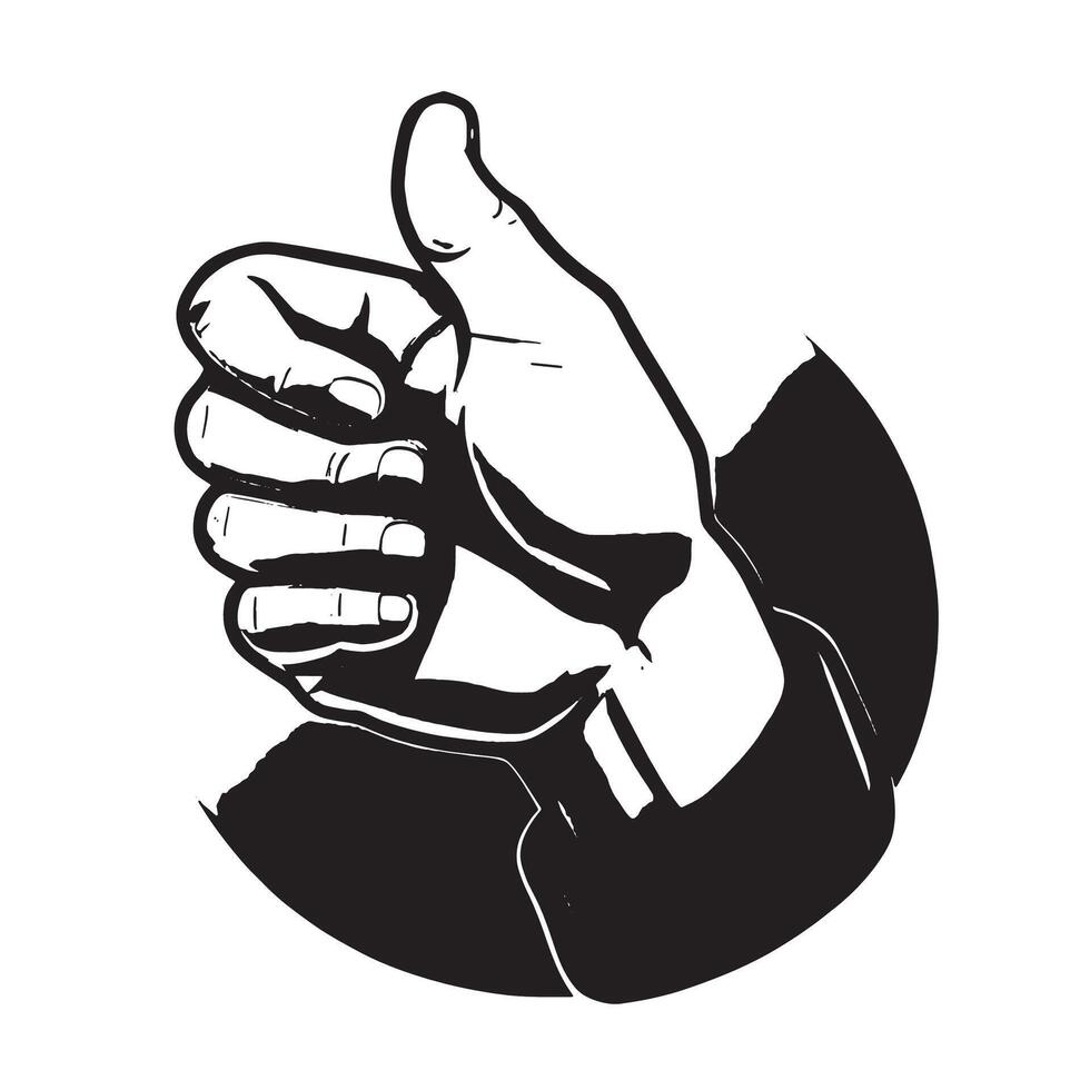 Bold black thumbs up silhouette isolated on a crisp white surface for overlay textures and background layers vector