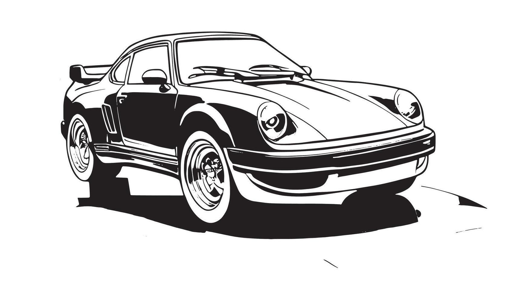 Classic Car Black Silhouette Monochrome Overlay on Crisp White Canvas for Background and Textured Layers vector