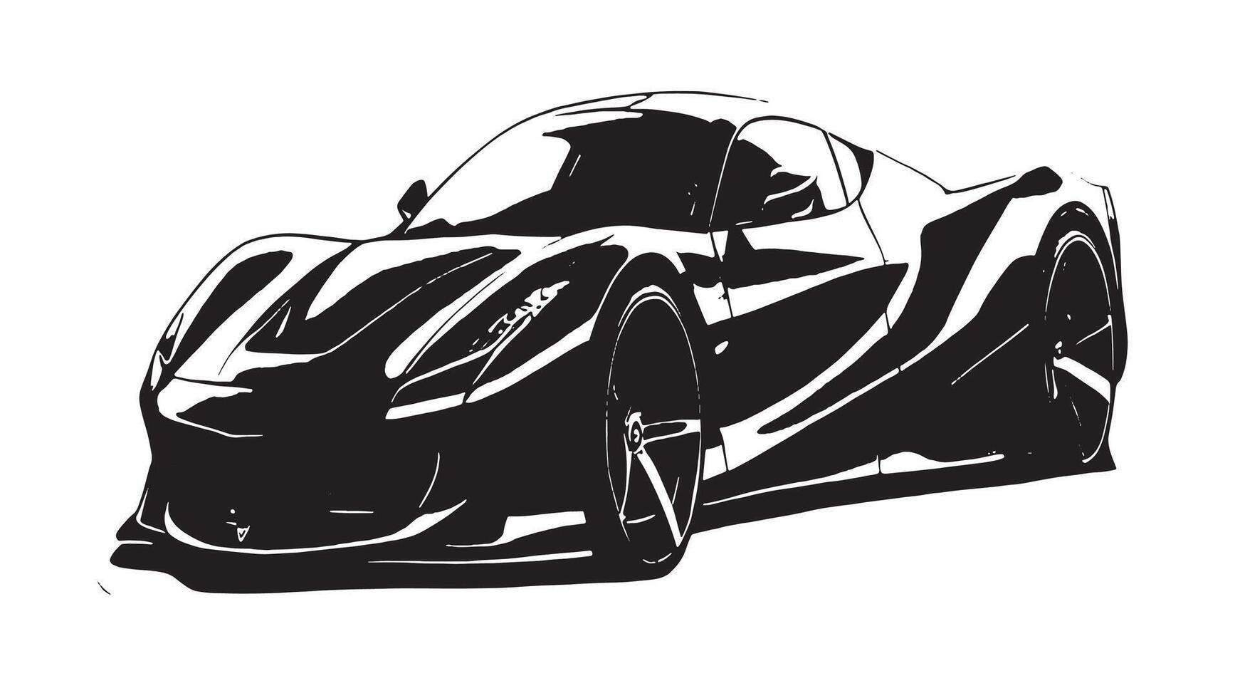 Automotive Black Silhouette in Monochrome on White Canvas for Textured Overlay and Layered Backgrounds vector