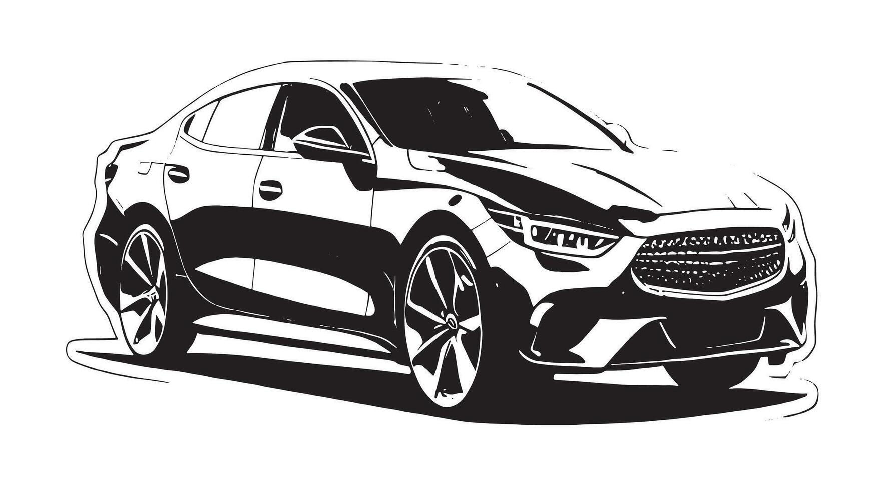 Abstract Car Silhouette in Black Monochrome, Overlaying White Canvas for Texture and Layered Background vector
