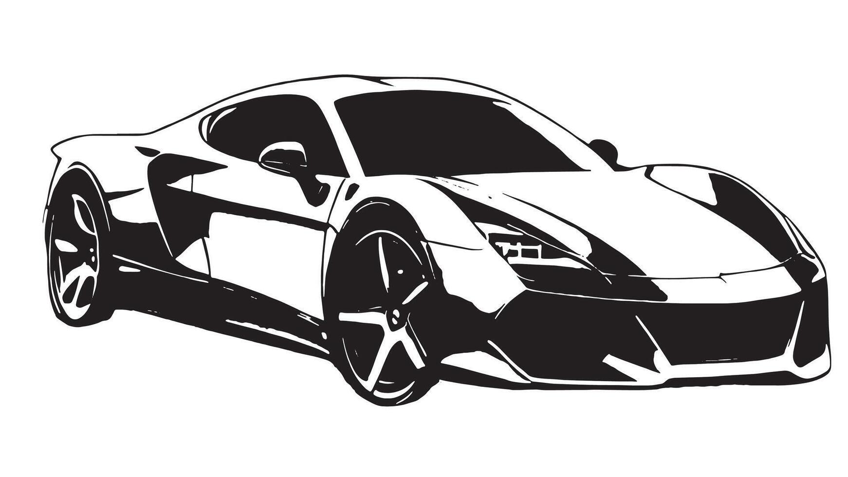 High-Contrast Car Silhouette in Black Monochrome, Layered Over White Canvas for Textured Background vector