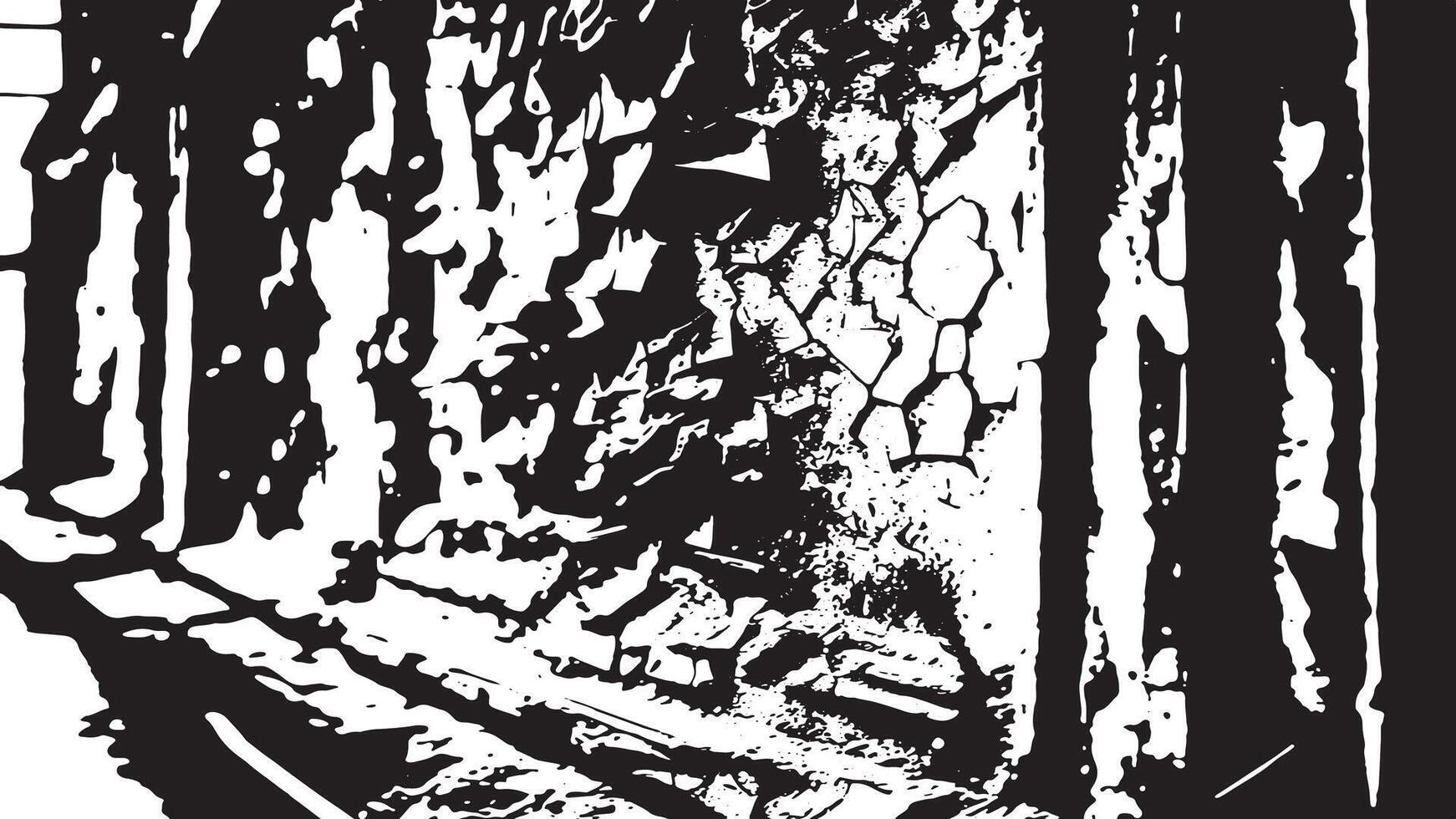 Distressed and Cracked Texture Overlay with a Weathered Grunge Style in Black and White for Background Layers vector