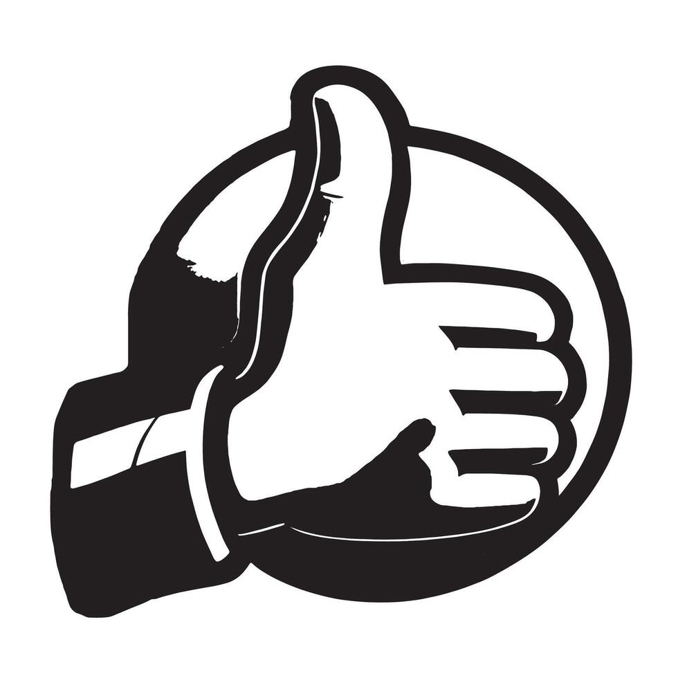 Crisp black silhouette of thumbs up icon isolated on a pristine white canvas for overlay and background use vector
