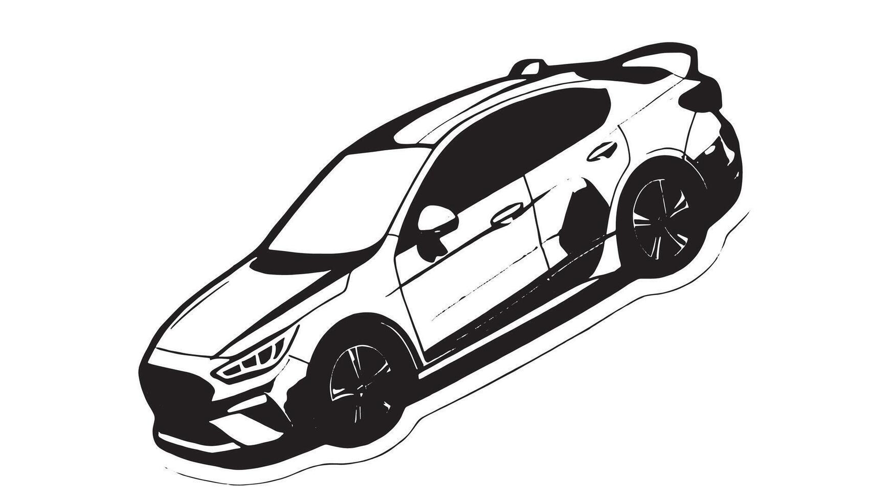 Monochrome Car Silhouette Overlay in Black on White Canvas for Textured Background and Layered Design vector
