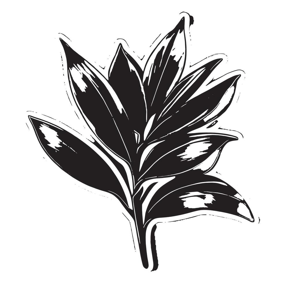 Minimalist Plant Silhouette in Black on White Canvas for Subtle Textural Overlays and Clean Backgrounds vector