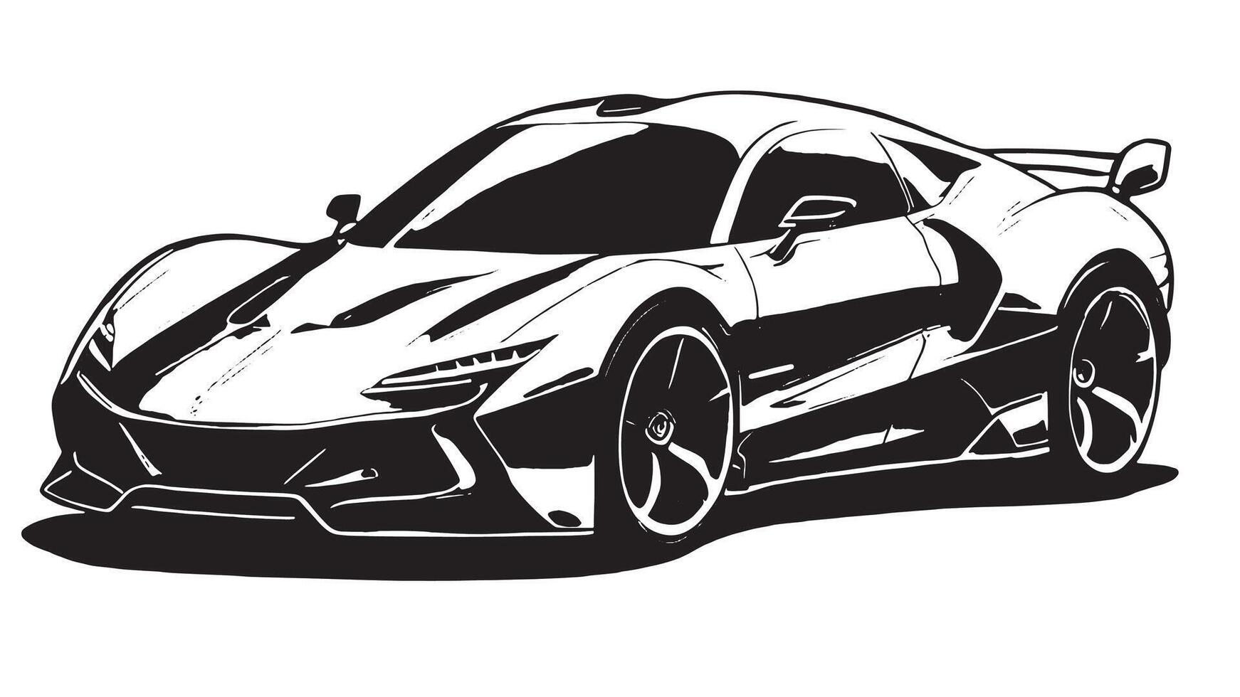 Refined Car Black Silhouette in Monochrome, Layered Overlay on White Canvas for Textured Background vector