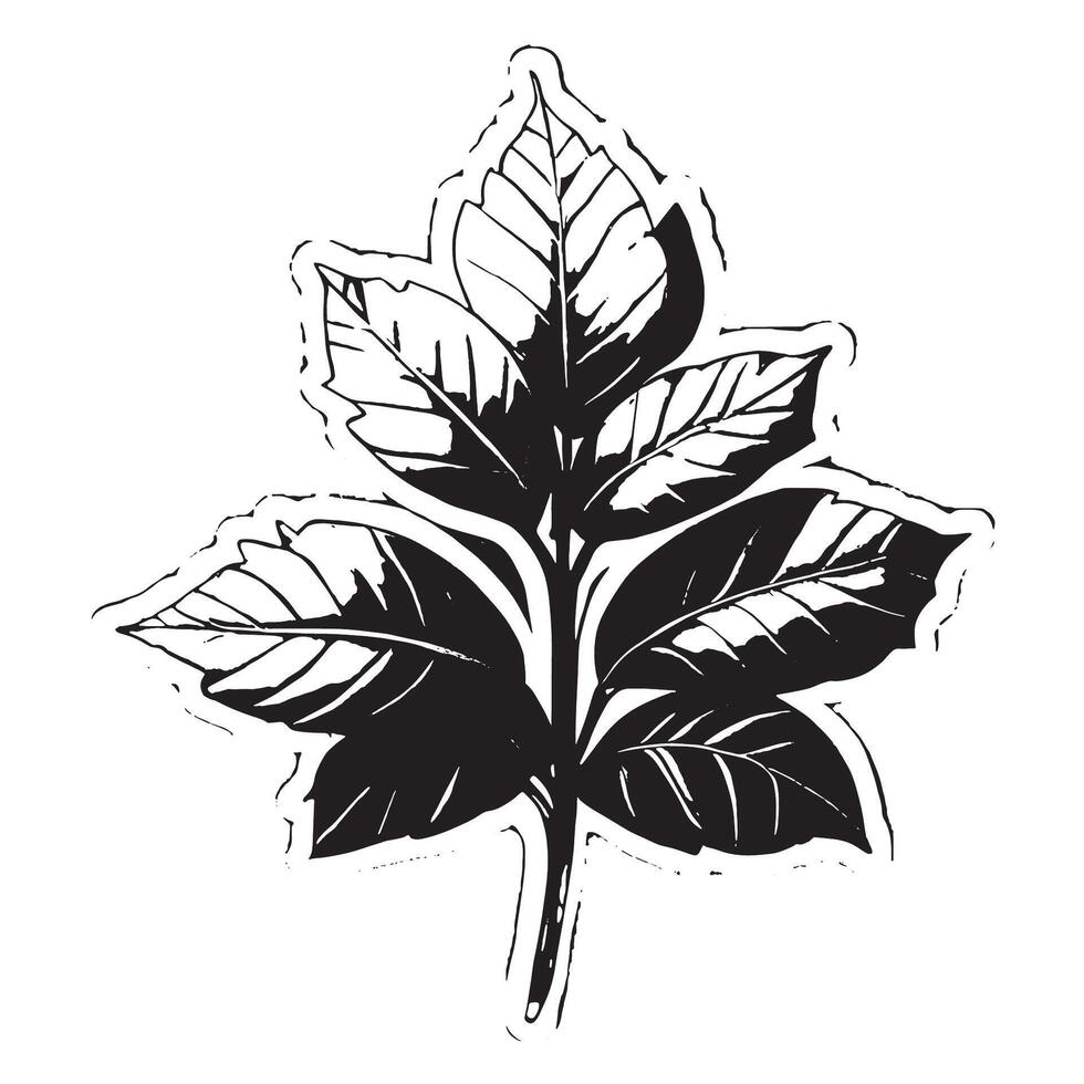 Artistic Black Plant Silhouette on a White Canvas for Layered Overlays and Texture-Enhanced Backgrounds vector