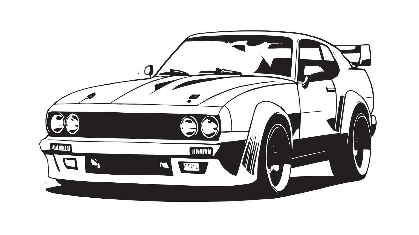 Retro Vehicle Black Silhouette Monochrome on White Canvas with Layered Texture for Overlay and Background vector