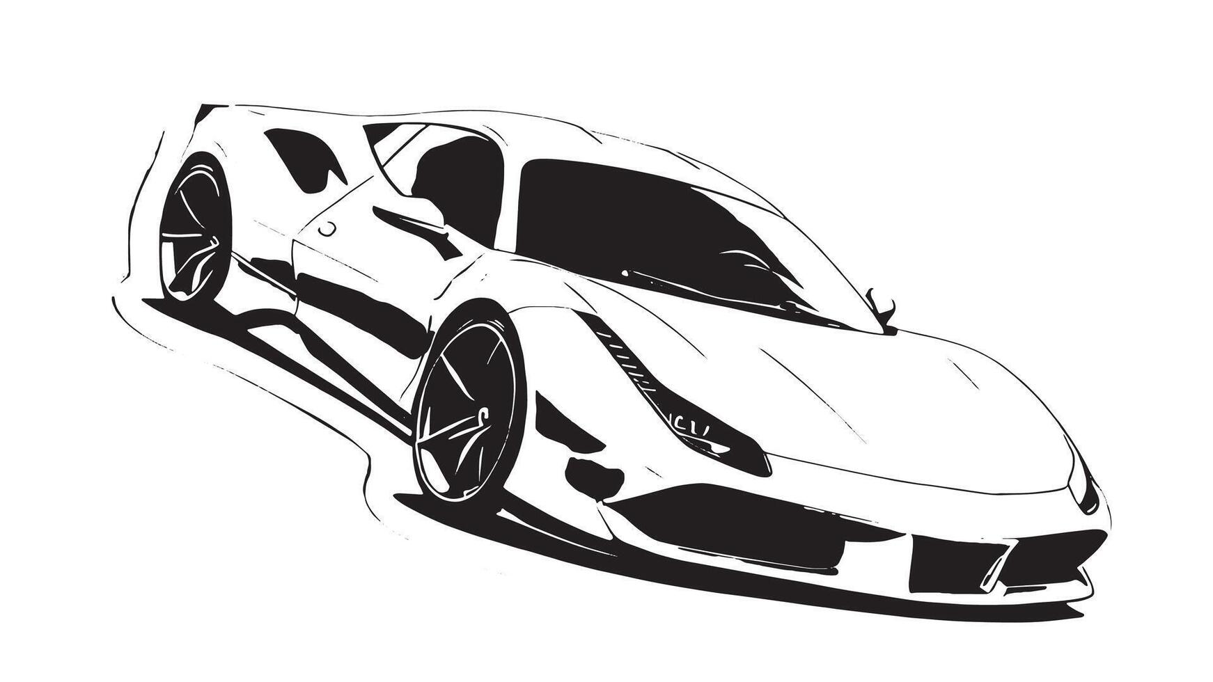 Black Silhouette Car Monochrome Overlay on White Canvas for Layered Backgrounds and Textured Overlays vector