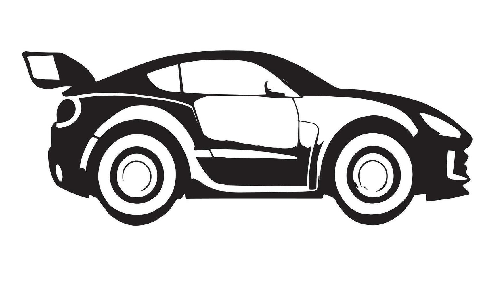 Classic Car Black Silhouette Monochrome Overlay on Crisp White Canvas for Background and Textured Layers vector