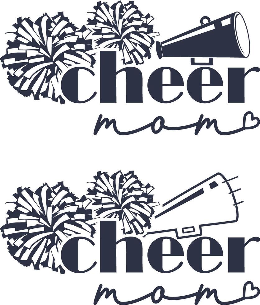 2 styles cheer mom, cheer pom poms, cheerleading files vector