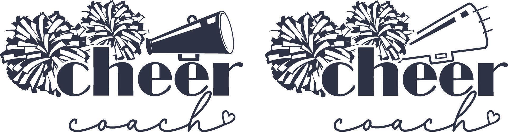 2 Styles Cheer Coach, Cheerleading, Cheer Pom Poms vector