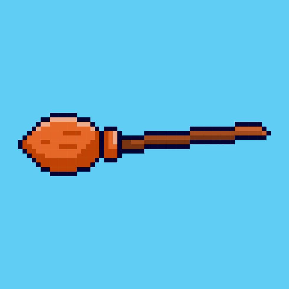 Pixel art flying broom game asset design vector