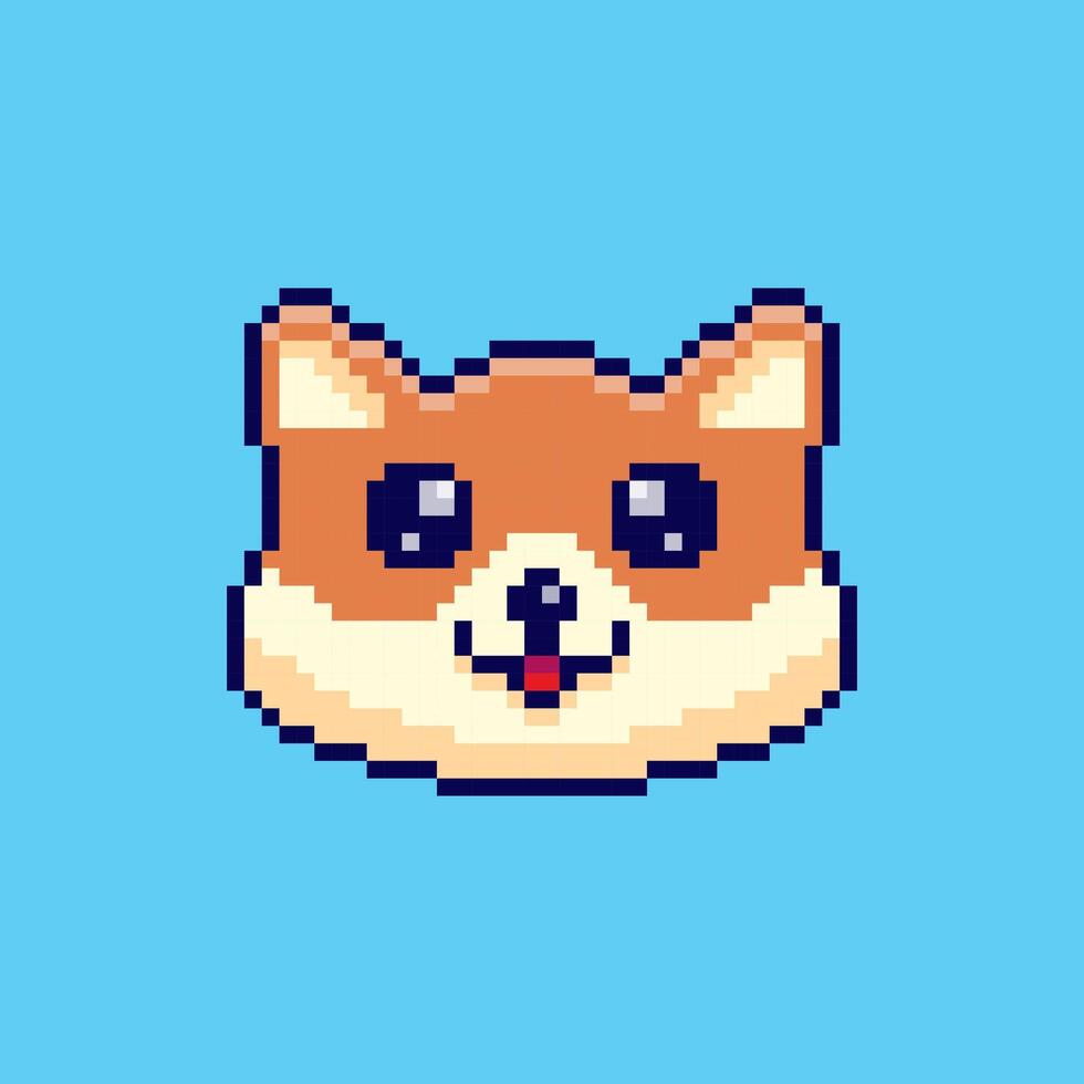Pixel art cute dog game asset design vector