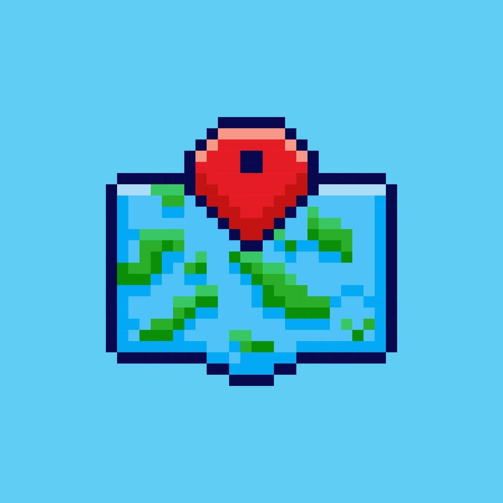 Pixel art map location design vector
