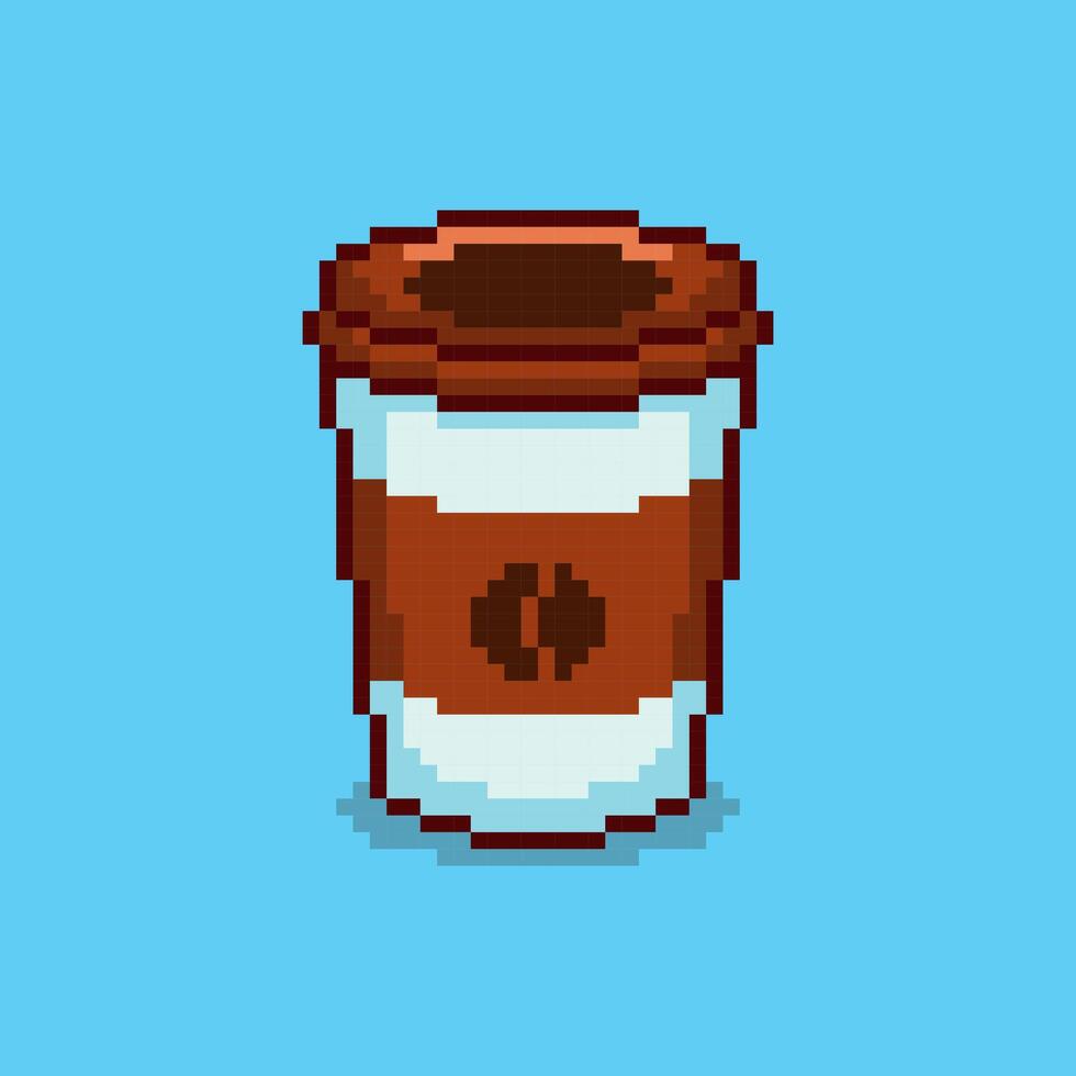 Pixel art coffee cup game asset design vector