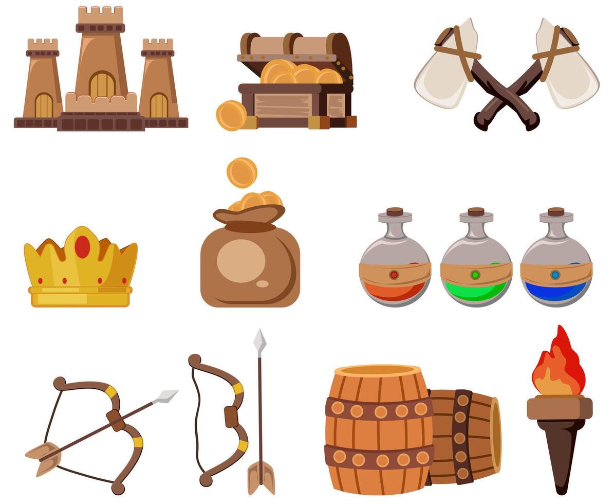 Medieval Fantasy Icons Illustrations for Game Design vector