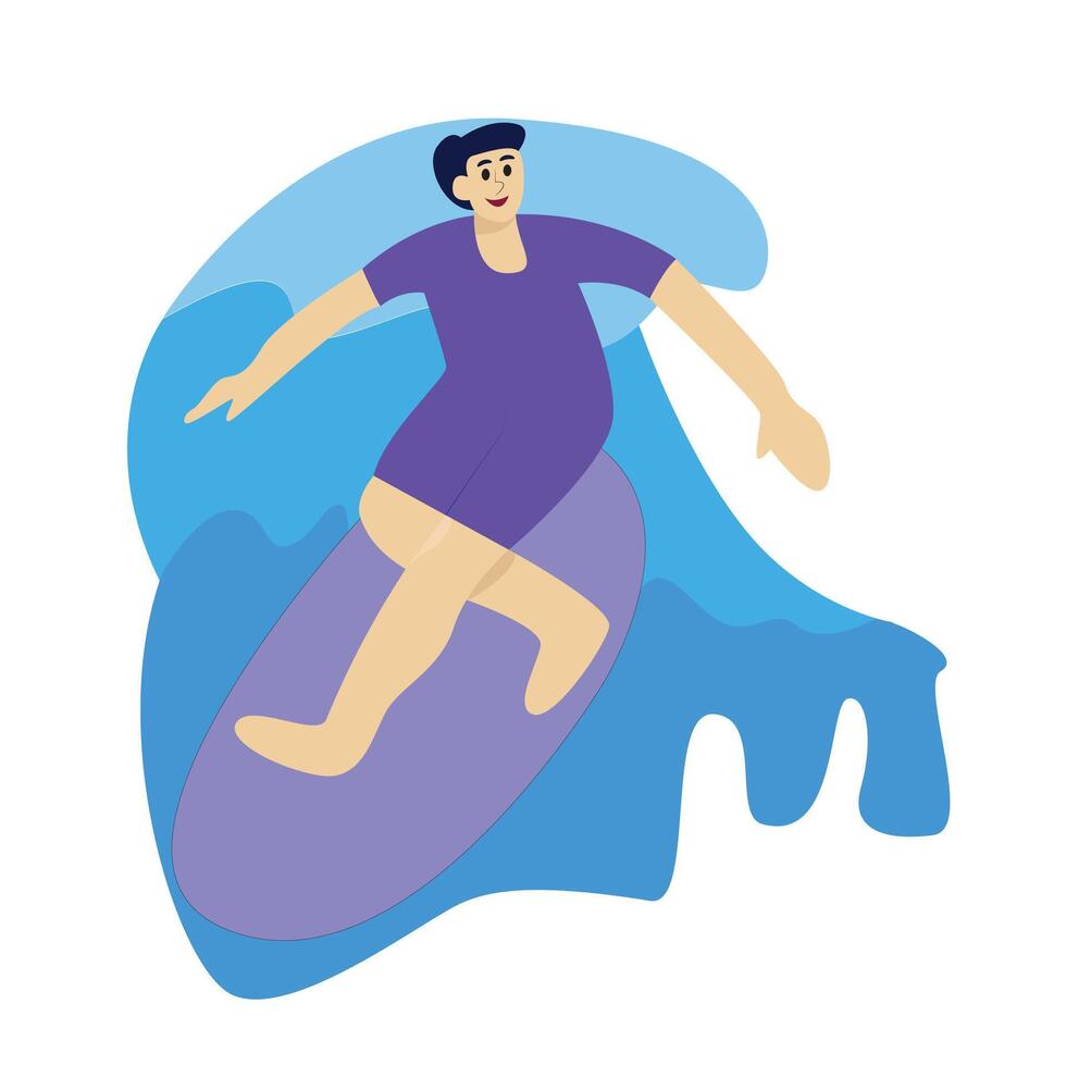 Illustration design of man surfing in the sea ocean vector