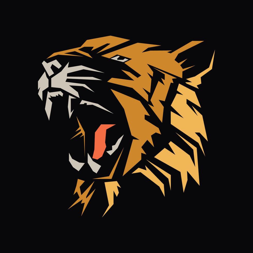 abstract illustration drawing of roaring tiger head vector
