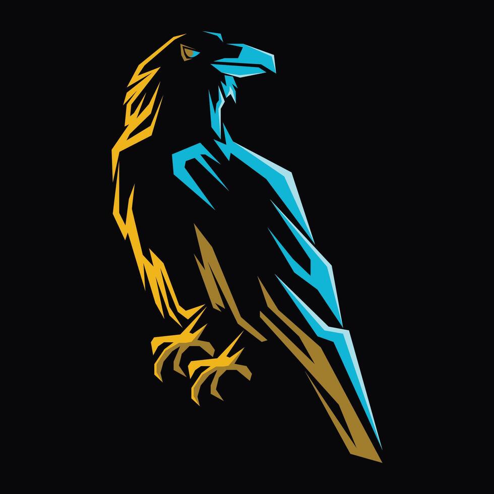 abstract illustration of raven on dark background vector