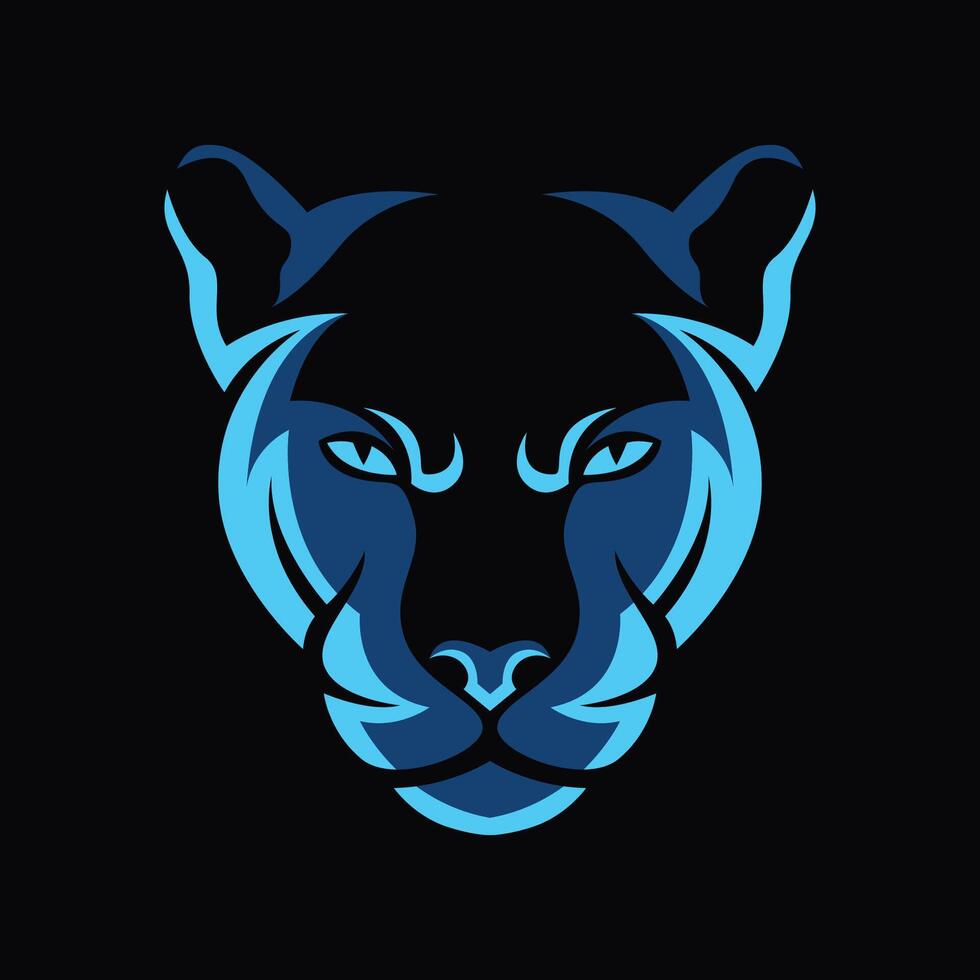 character illustration of panther head on black background vector