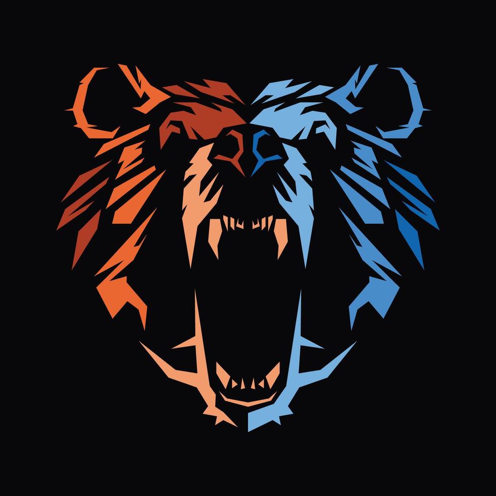 abstract illustration drawing of roaring bear vector
