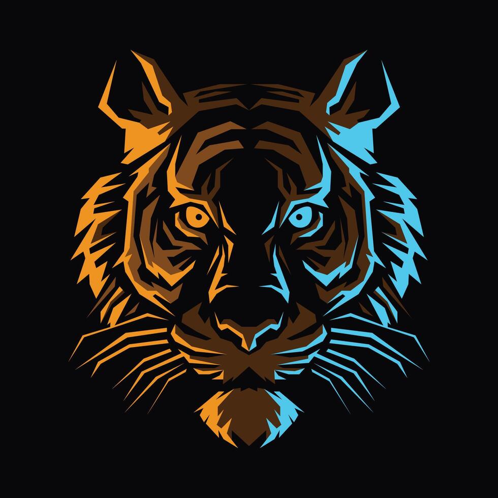 awesome illustration of wild tiger head vector