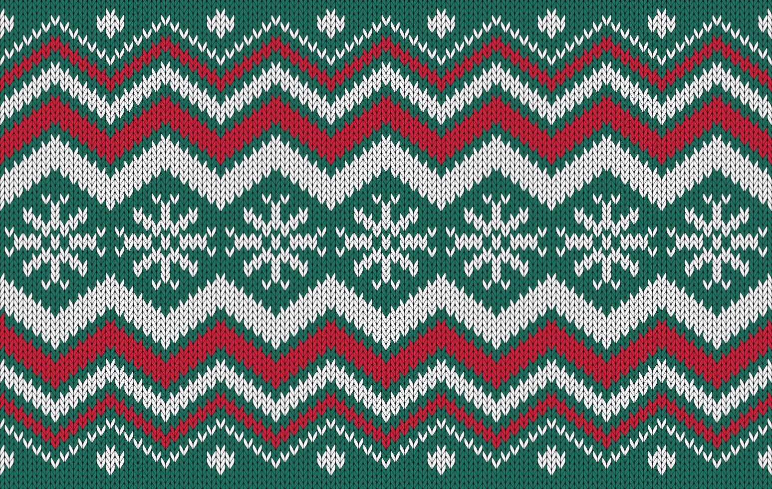 Knitted pattern seamless fabric Christmas on green. traditional knitted pattern snowflakes winter concept. Designed for background ,wallpaper ,clothing ,knitted pattern ,fabric ,embroidery ,textile vector