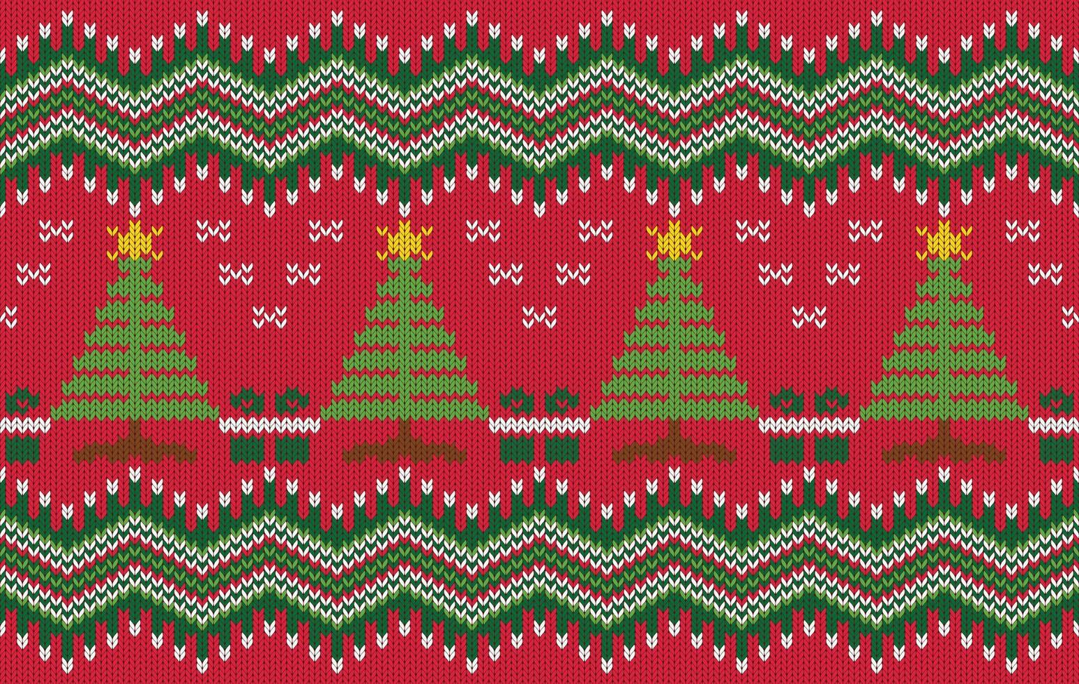 Knitted pattern seamless fabric Christmas tree. traditional knitted pattern winter concept. Designed for background ,wallpaper ,carpet ,knitted pattern ,fabric ,embroidery ,textile vector