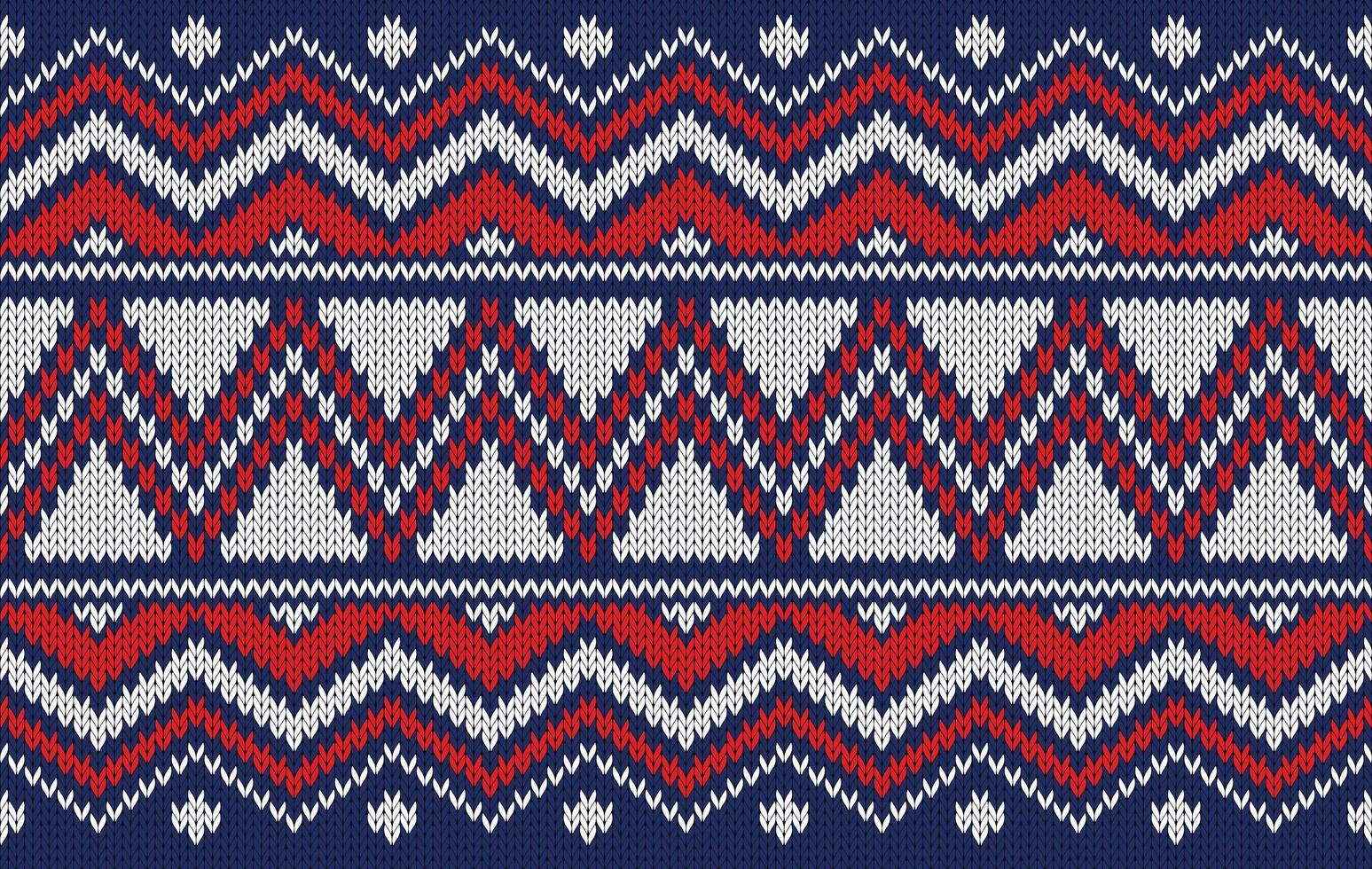 Knitted pattern seamless ethnic fabric Christmas color theme. traditional knitted pattern snow winter concept. Designed for knitted pattern,background ,wallpaper ,clothing ,embroidery ,textile ,fabric vector