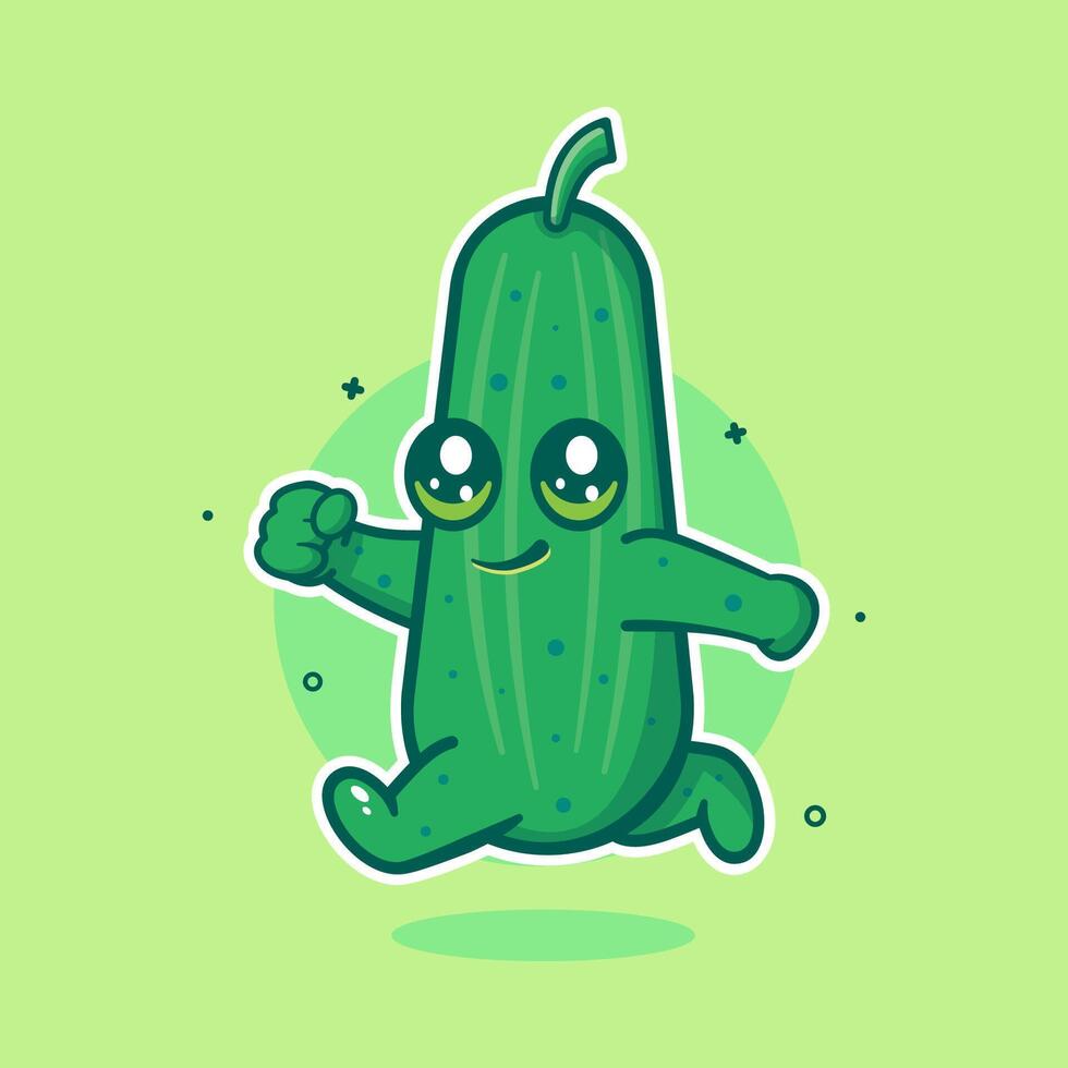 happy cucumber character mascot running isolated cartoon vector
