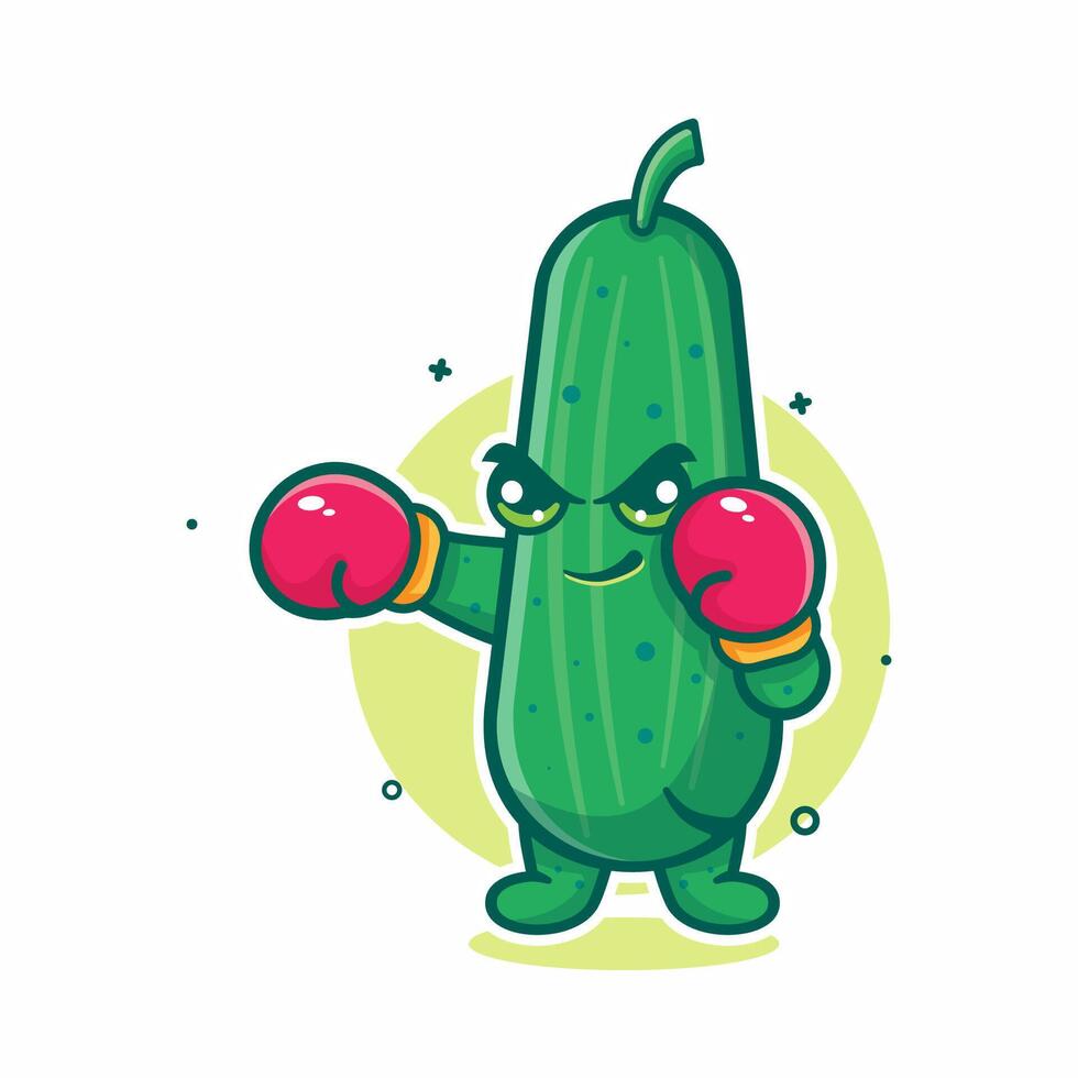 funny cucumber character mascot playing boxing sport isolated cartoon vector