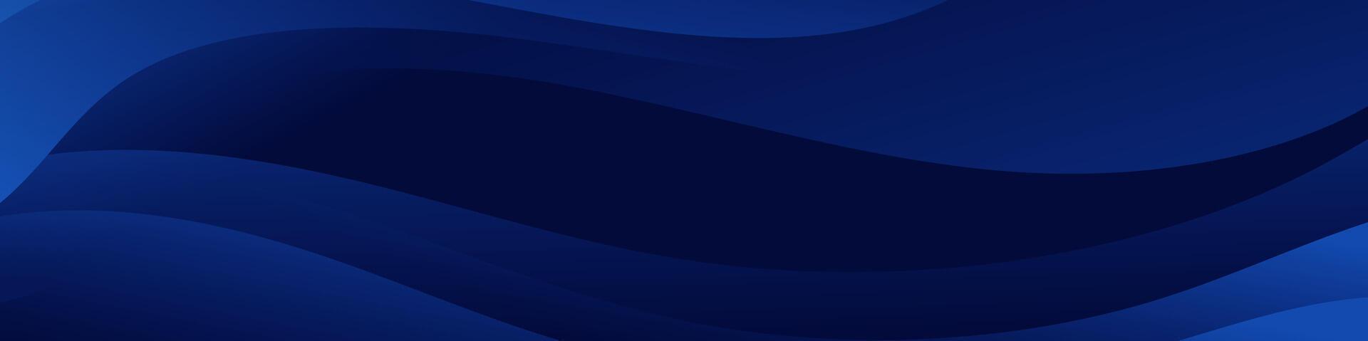 Bold and stylish abstract banner with a flowing dark blue wave design. vector