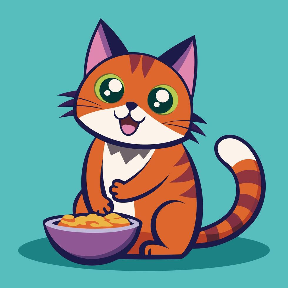 Little Eatting Cat vector
