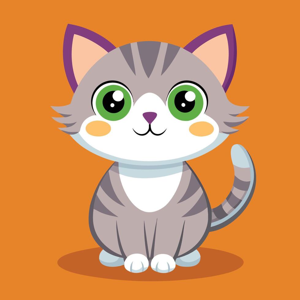 Pussy Little Cute Cat Character vector