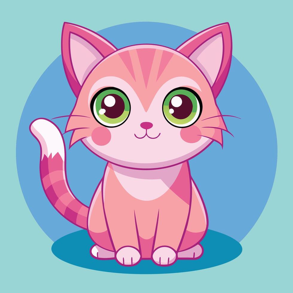 Cute Pink Cat vector