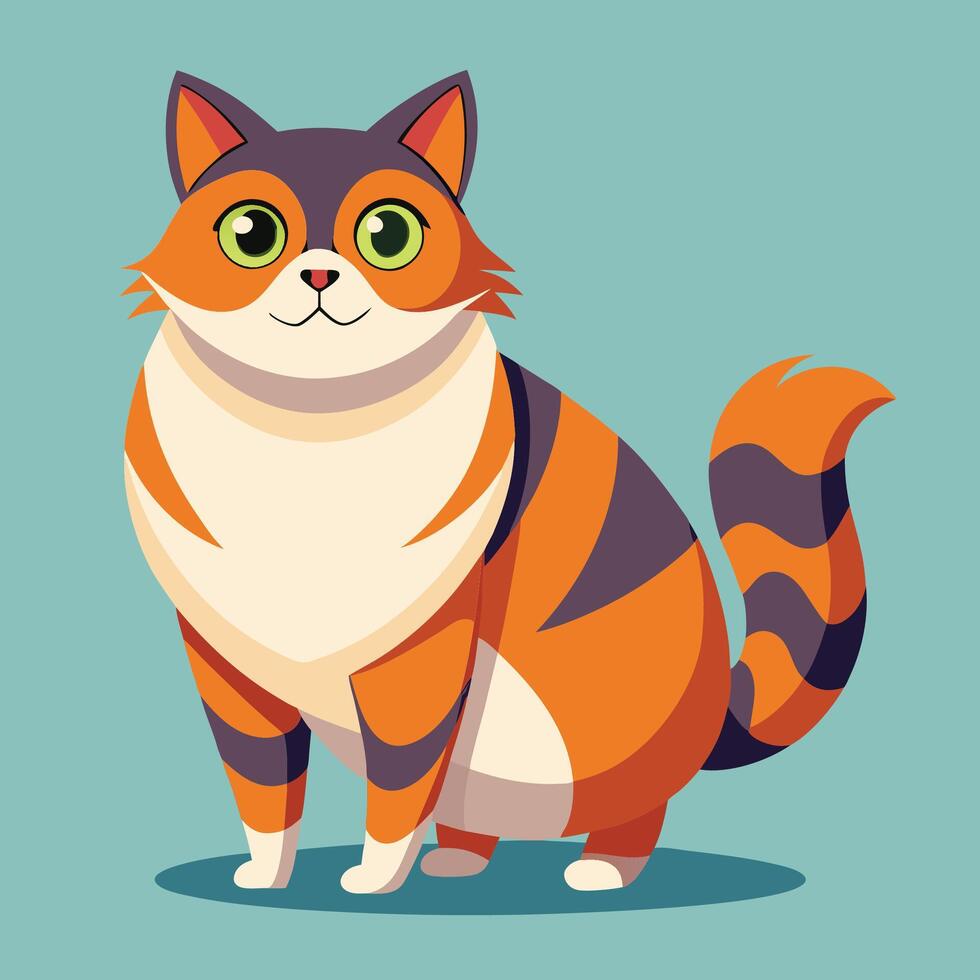 Little Cute Fat Cat Cartoon Character vector