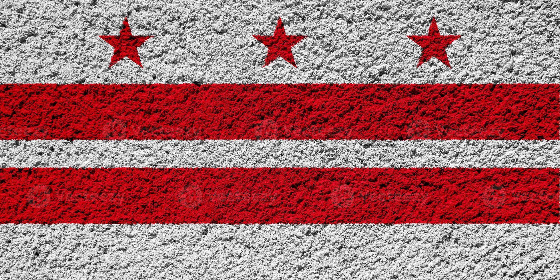Flag of the city of Washington, DC, USA on a textured background. Conceptual collage photo