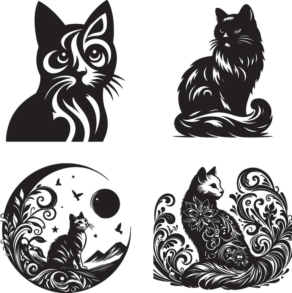 Cat silhouette shape design vector