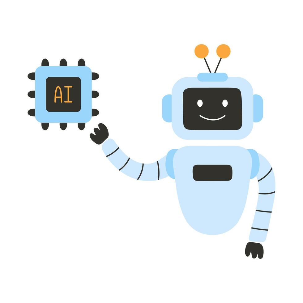 Cute AI assistant illustration vector
