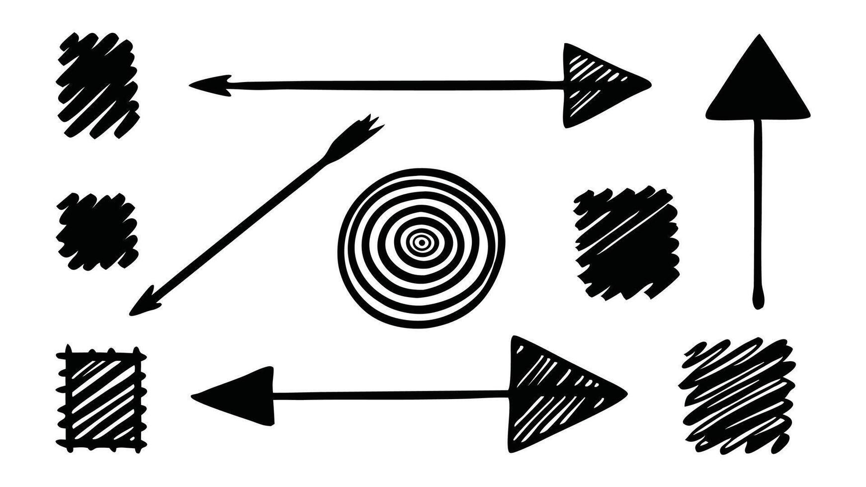 Arrow line chalk hand drawn brush set flat illustration on white background vector