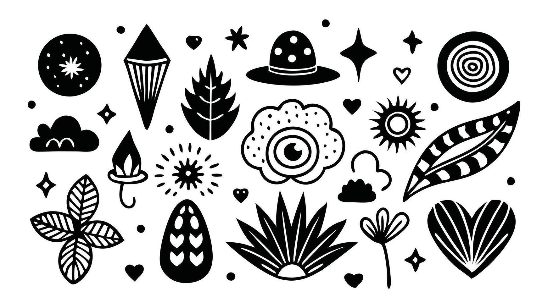 Hand drawn best collection of doodles howcasing various whimsical designs and patterns white background illustration. vector