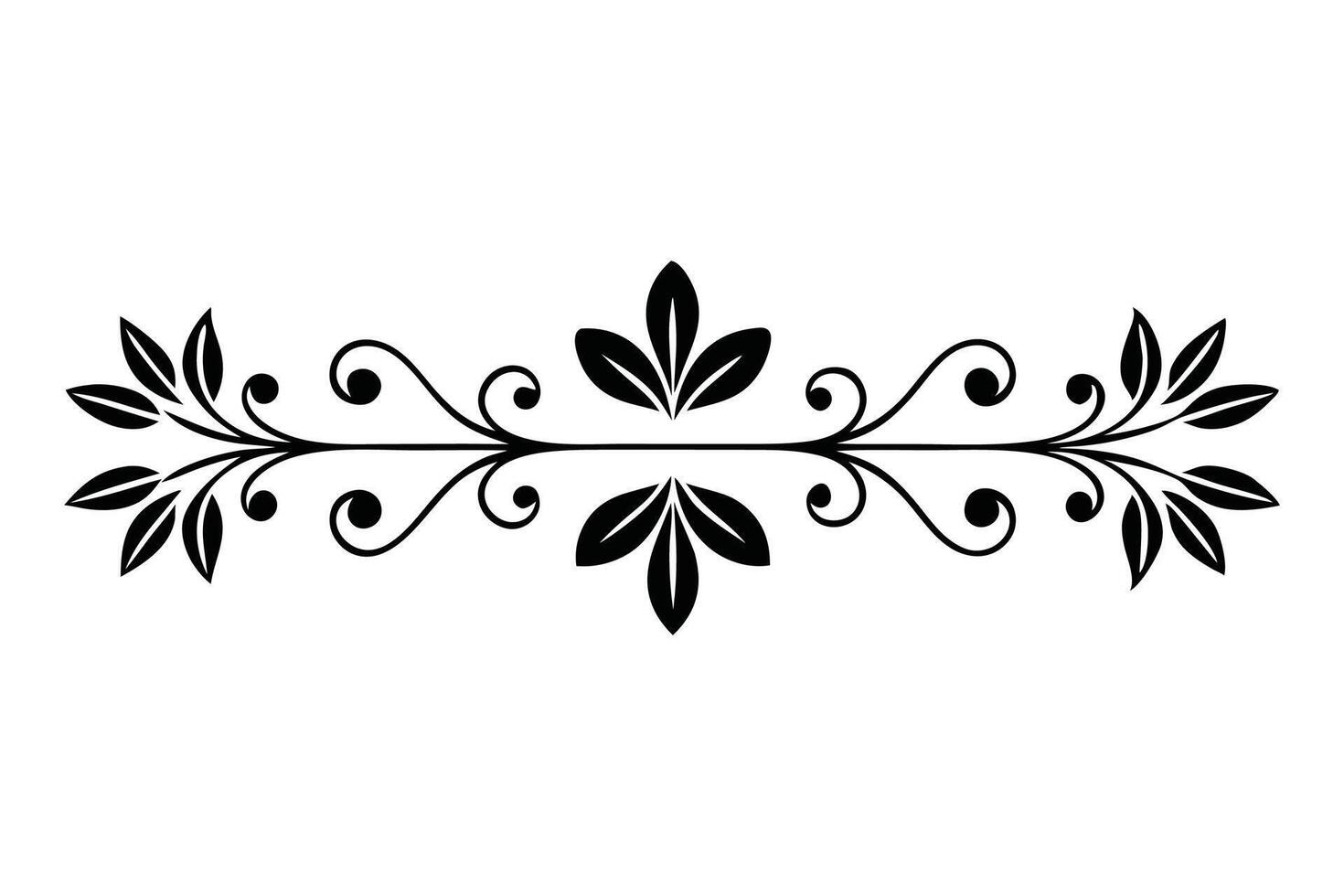 A delicate black and white floral design on a white background, emphasizing the contrast and elegance of the floral elements, flat illustration. vector