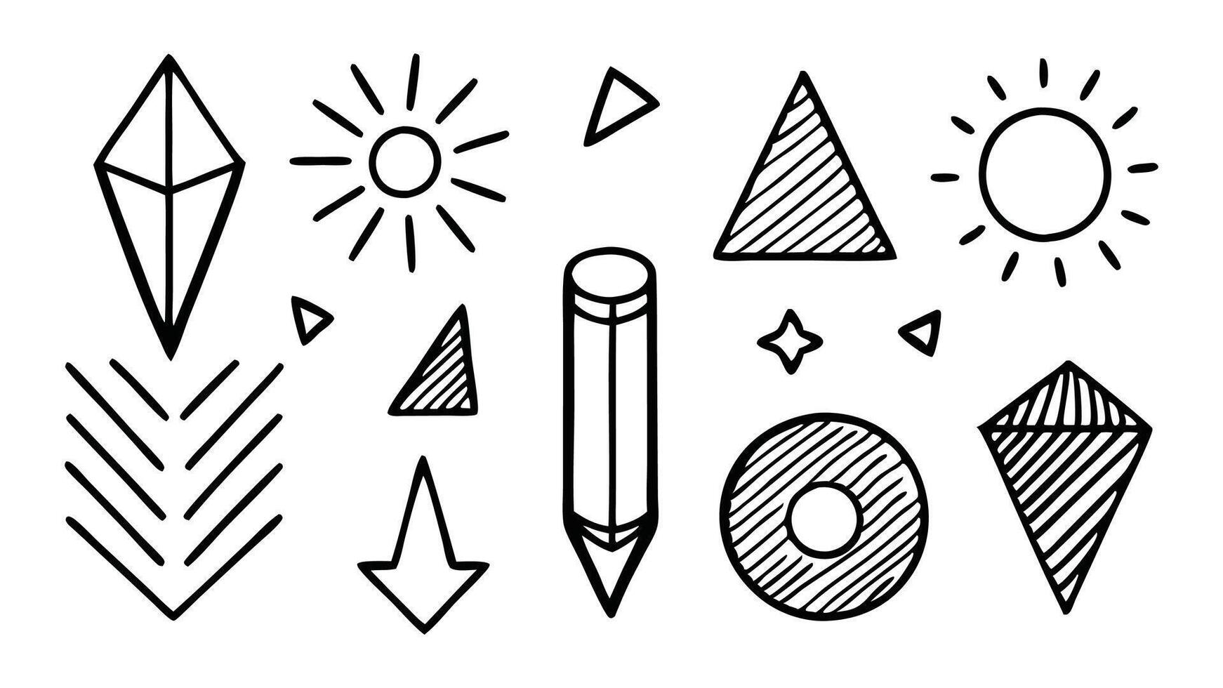 Hand drawn Sketch underline, emphasis, arrow shape set. flat illustration on white background vector