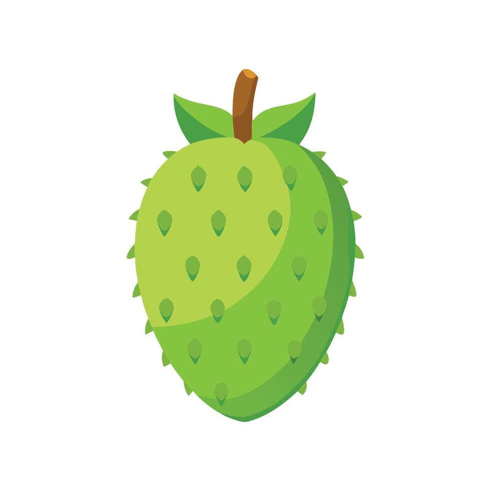 Soursop fruit isolated flat illustration on white background. vector