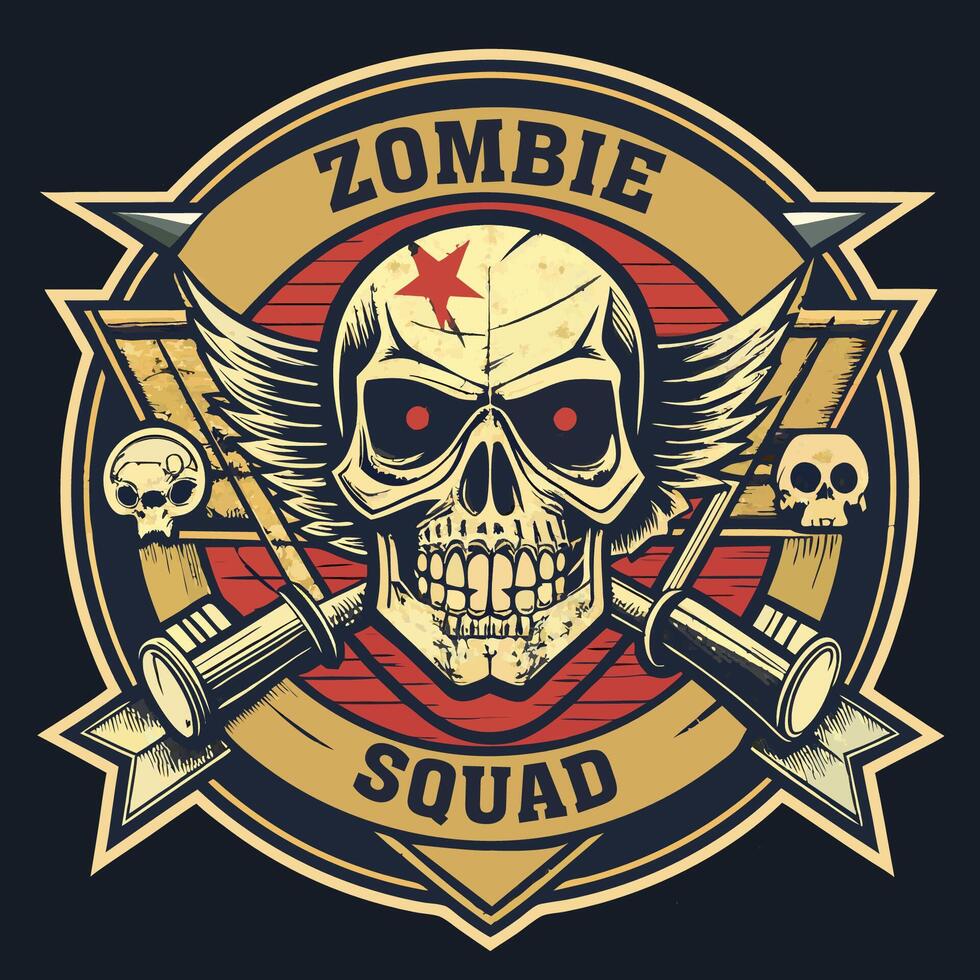 Zombie Squad text T-shirt Design for Adults vector