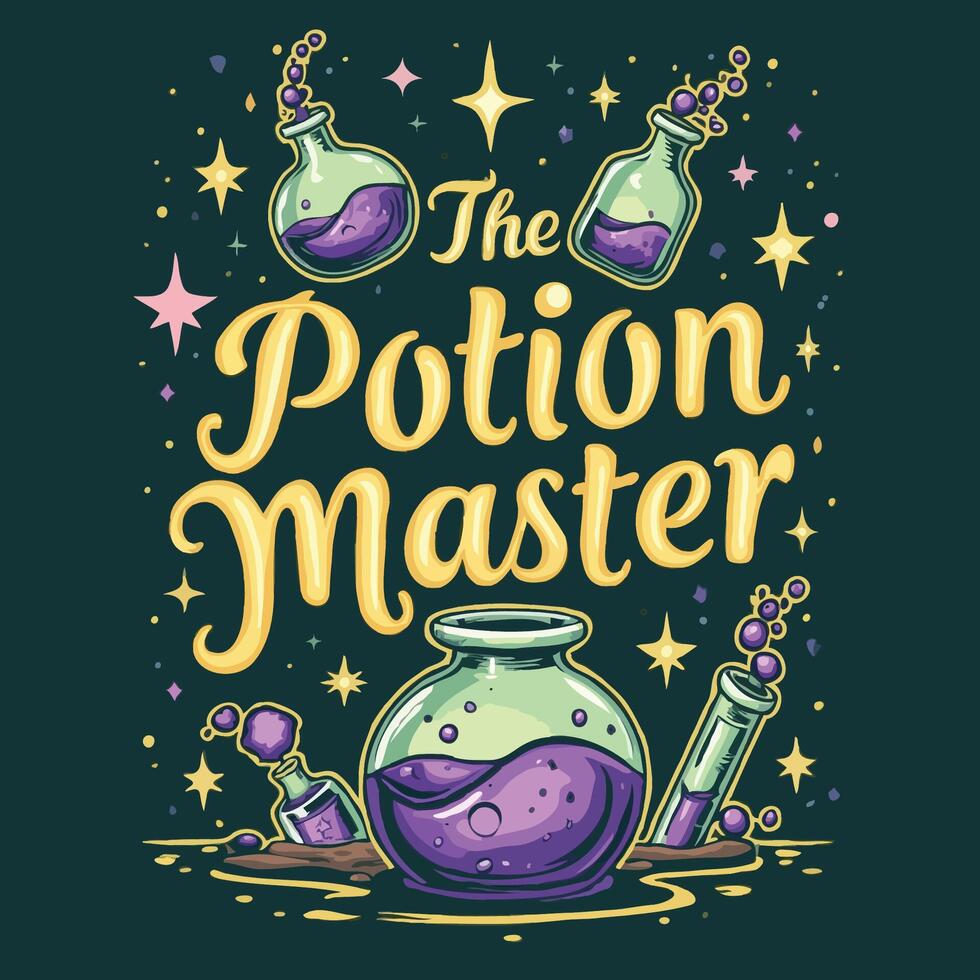 The Potion Master Vectorize Halloween Theme T-Shirt Design vector