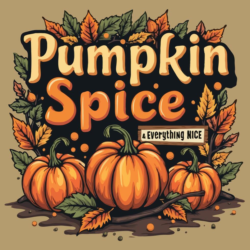 Pumpkin Spice Halloween Theme T-Shirt Design vector