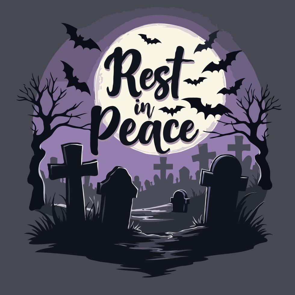 Rest in Peace Vectorized Halloween T-Shirt Design vector