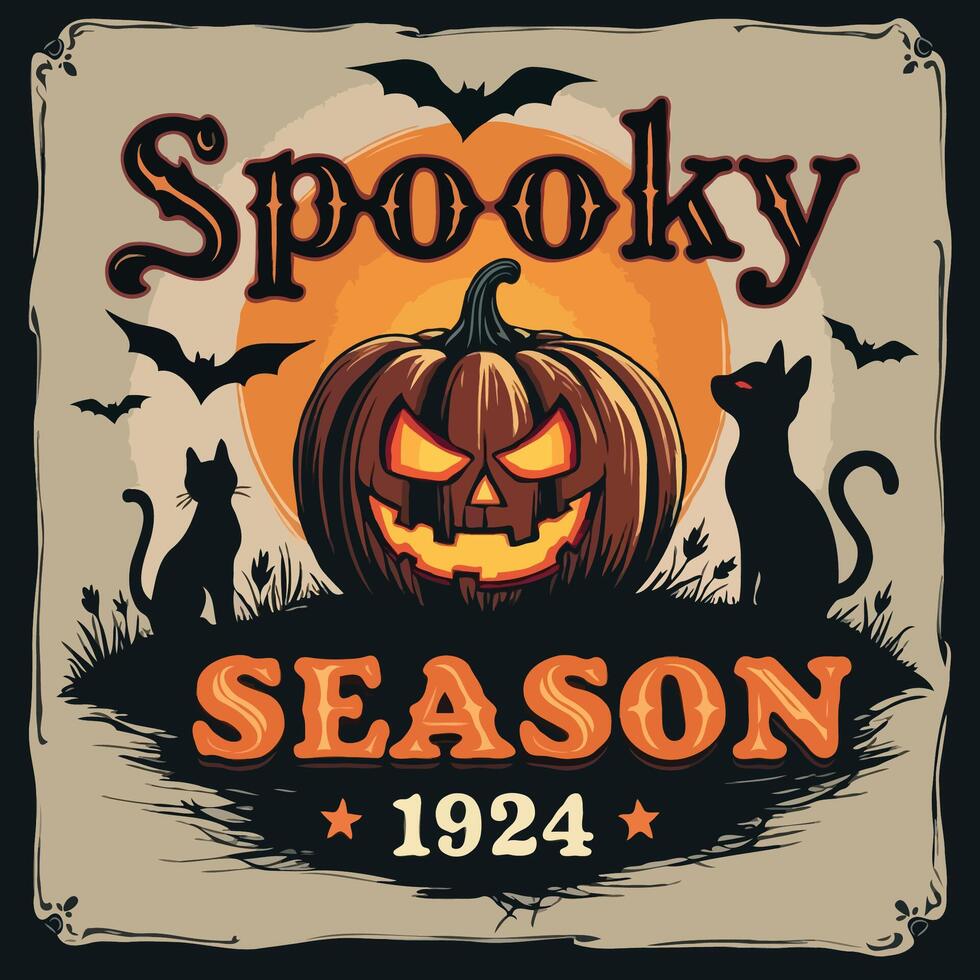 Spooky Halloween Theme T-Shirt Design vector